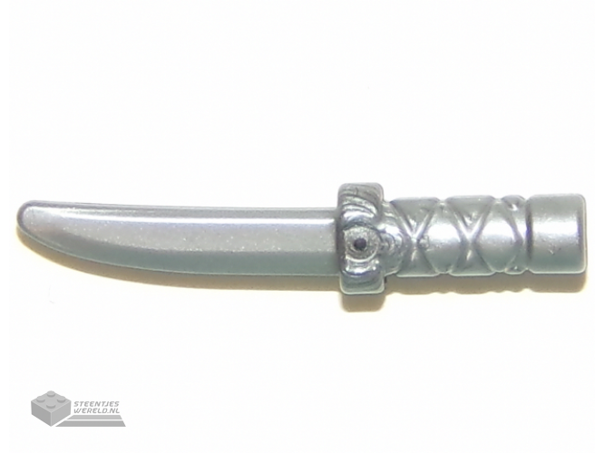 37341b - Minifigure, Weapon Knife met Flat Hilt uiteinde en gebogen Blade, Cross Hatched Grip