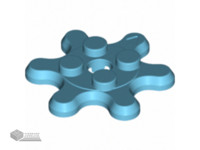35442 – Plaat, rond 2 x 2 met 6 tandwiel uitstulpingen /