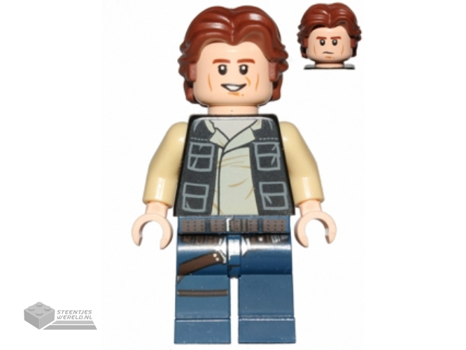 sw0771 - Han Solo, Dark Blue Legs, Vest met Pockets, Wavy Hair