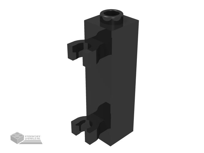 60583b – Steen, aangepast 1 x 1 x 3 met 2 Clips (Vertical Grip) – hol nopje