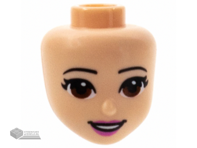 37291 – Mini Doll, hoofd Friends met Brown Eyes, Dark pink Lips en Open Mouth opdruk