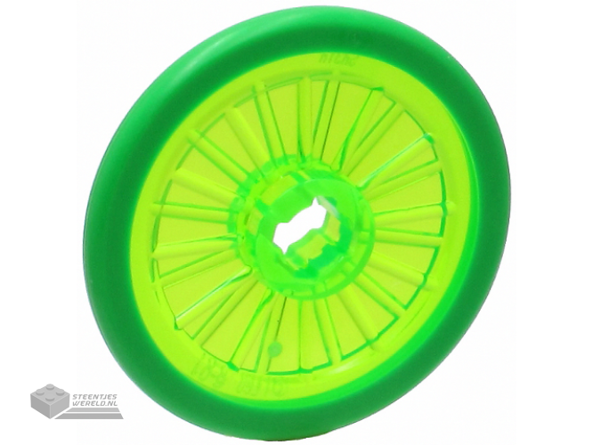24314c02 – Wheel Wheelchair met Fixed Bright Green Hard Rubber Tire (1-Piece Wheel)