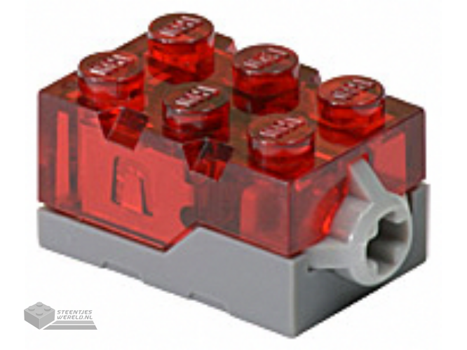 54930c01 - Electric, Light Steen 2 x 3 x 1 1/3 met Trans-Red bovenkant en Red LED Light