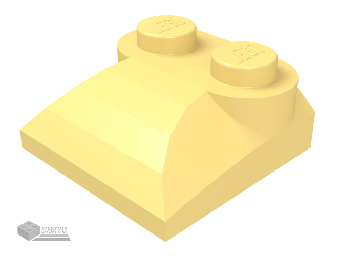 47457 – Dakpan, gebogen 2 x 2 x 2/3 met twee noppen en gebogen zijkanten