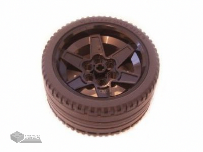 15038c04 - Wheel 56mm D. x 34mm Technic Racing Medium, 6 pin gaten met zwart Tire 68.8 x 36 ZR (15038 / 44771)