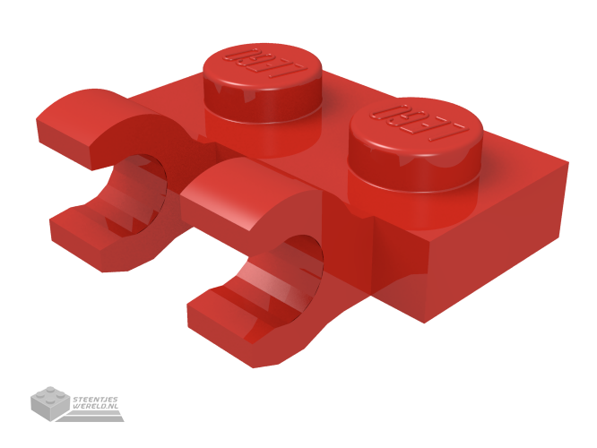 60470b – Plaat, aangepast 1 x 2 met 2 Open O Clips (Horizontal Grip)