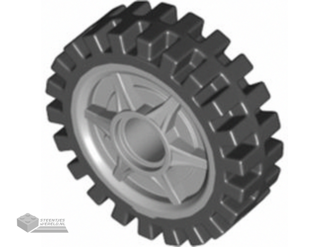 74214c01 – Wheel 24 x 7 met Shallow Spokes met Fixed Black Rubber Tire