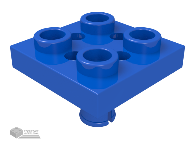 2476b – Plaat, aangepast 2 x 2 met pin op onderkant, Kleine gaten in Plaat en Locking Fingers op Underside