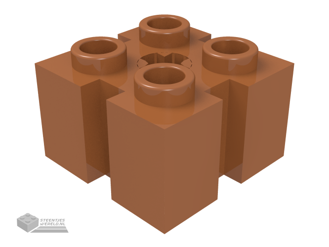90258 – Steen, aangepast 2 x 2 met groefs en Technic as gat