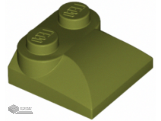 47457 – Dakpan, gebogen 2 x 2 x 2/3 met twee noppen en gebogen zijkanten
