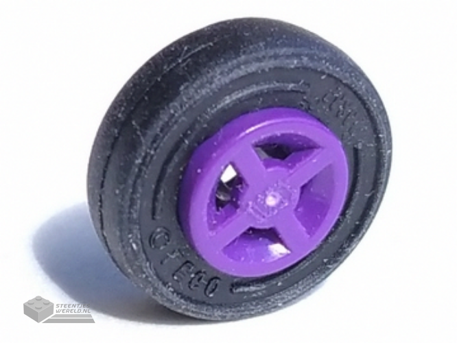 4624c01 - Wheel 8mm D. x 6mm met Black Tire 14mm D. x 4mm Smooth Small Single (4624 / 3139)