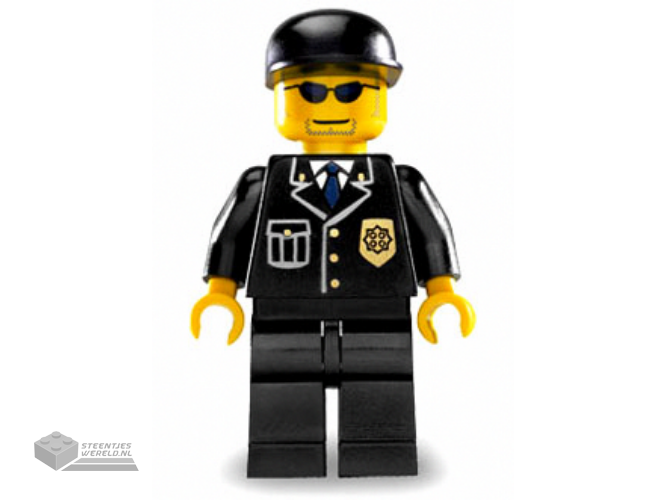 cty0106 - Police - City Suit met Blue Tie en Badge, Black Legs, Sunglasses, Black Cap