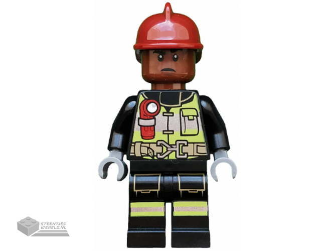 sh579 – Firefighter – Dark Red Fire Helmet, Reddish Brown Head, Reflective Stripes