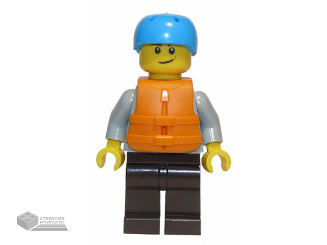 cty0914 - Rafter, Adult Son, Dark Azure Sports Helmet, Orange 2 Strap Life Jacket