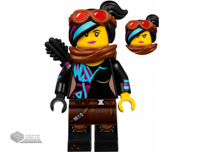 tlm129 - Lucy Wyldstyle met Black Quiver, Reddish Brown Scarf en Goggles, Smile / Angry