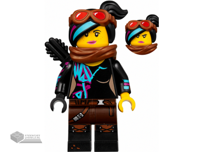 tlm129 – Lucy Wyldstyle met Black Quiver, Reddish Brown Scarf en Goggles, Smile / Angry