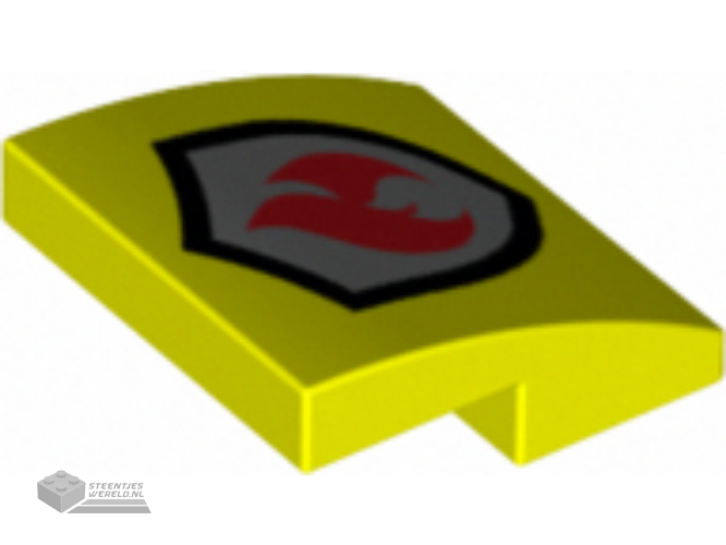 15068pb395 - Slope, Curved 2 x 2 x 2/3 met Red en Silver Fire Logo Pattern