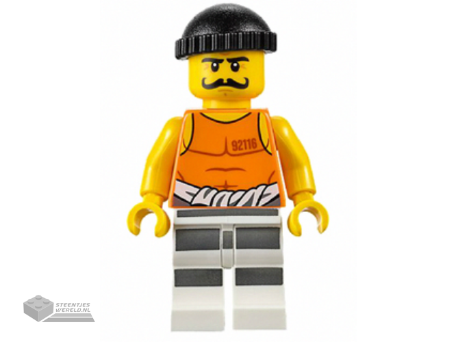 cty0612 - Police - Jail Prisoner 92116 Undershirt, Striped Legs, Black Knit Cap