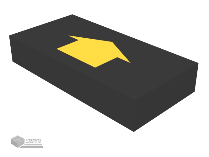 3069bp21 - Tile 1 x 2 met Groove met Arrow Short Yellow without Black Border Pattern