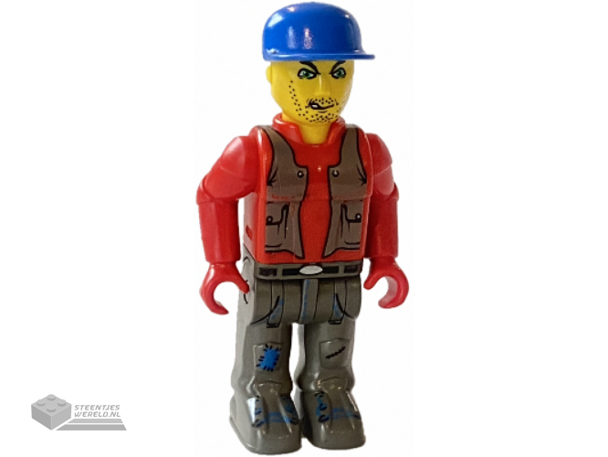 js017 - Bank Robber with Dark Gray Legs, Red Shirt and Blue Cap