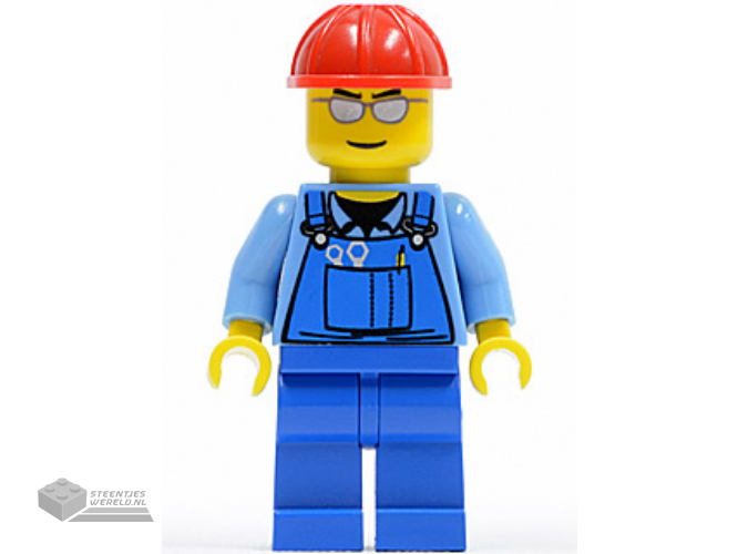 cty0029 - Overalls met Tools in Pocket Blue, Red Construction Helmet, Silver Sunglasses