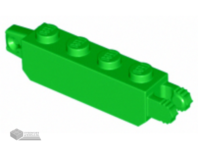 54661 - Scharnier Steen 1 x 4 Locking met 1 Finger Vertical uiteindes en 2 Fingers Vertical uiteindes, 7 Teeth