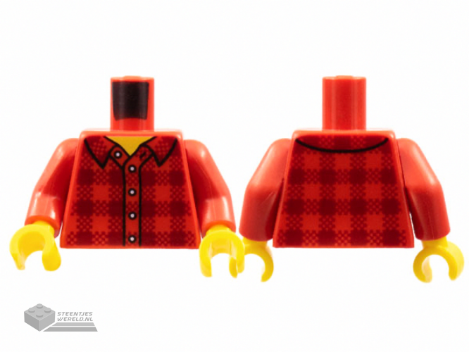 973pb2343c01 - Torso Plaid Flannel Shirt met Collar en 5 Buttons Pattern / Red Arms / Yellow Hands