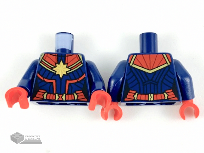 973pb3380c01 - Torso Female Outline met Gold 8-Point Star en Red Collar en Belt Pattern / Dark Blue Arms / Red Hands