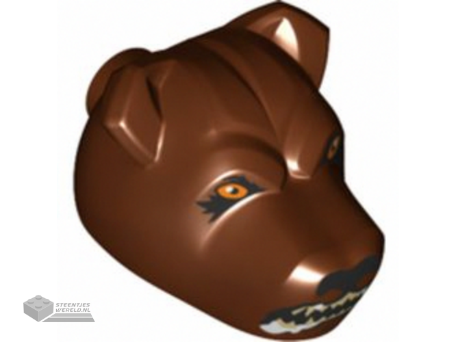 78536pb03 – Dog hoofd met Black Nose, Bright Light Orange Eyes, Snarling Mouth met Foam Pattern (HP Fluffy Right Head)