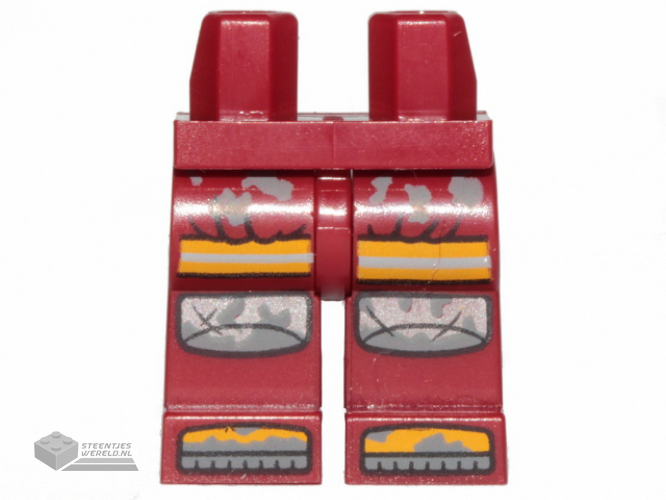970c00pb1098 - Benen met Silver en Bright Light Orange Knee Pads en Boots Pattern