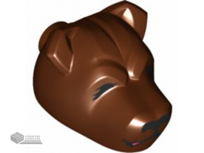 78536pb01 – Dog hoofd met Black Nose, Closed Eyes, Closed Mouth met Drool Pattern (HP Fluffy Left Head)