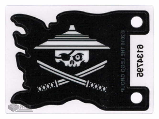 24724 – Plastic Flag 7 x 5 met White Ninjago Pirate on Black Background Pattern