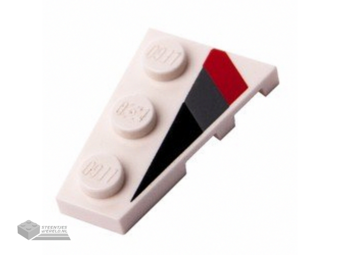 43723pb01 – Wedge, Plate 3 x 2 Left met Black, Dark Bluish Gray en Red Racing Stripes Pattern