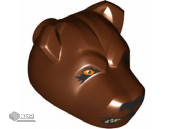 78536pb02 – Dog hoofd met Black Nose, Bright Light Orange Eye, Closed Eye, Snarling Mouth Half Closed Pattern (HP Fluffy Middle Head)