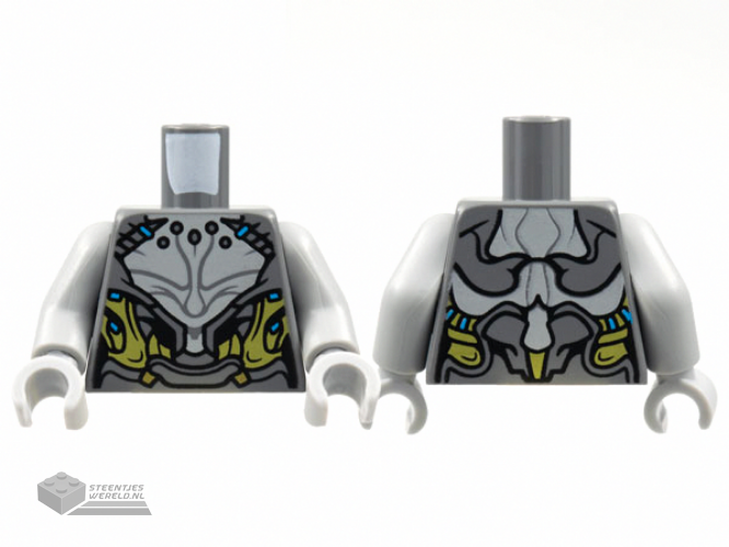 973pb4397c01 – Torso Armor, Light Bluish Gray Chest, Yellow en Medium Azure Trim Pattern / Light Bluish Gray Arms / Light Bluish Gray Hands