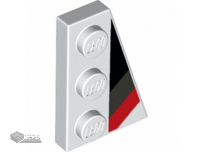 43722pb01 - Wedge, Plate 3 x 2 Right met Black, Dark Bluish Gray en Red Racing Stripes Pattern