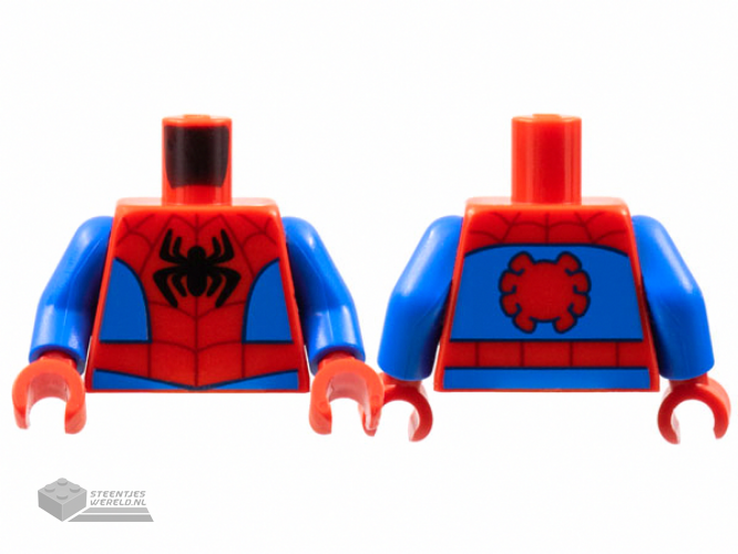 973pb4541c01 - Torso Black Spider, Dark Red Webbing, Blue Side Panels, Red Spider on Back Pattern / Blue Arms / Red Hands