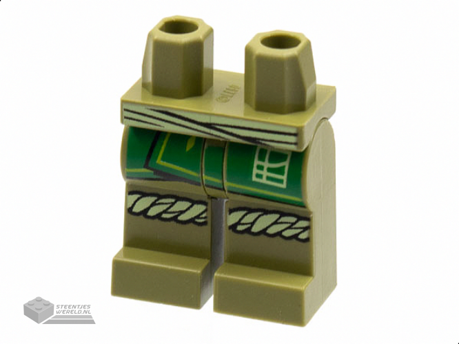970c00pb1308 - Benen met Tan Sash en Knee Straps, Green Robe End Pattern