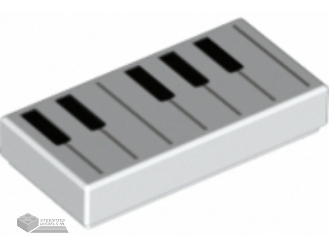 3069bpb0761 – Tile 1 x 2 with Groove with Black and White Piano Keys Pattern