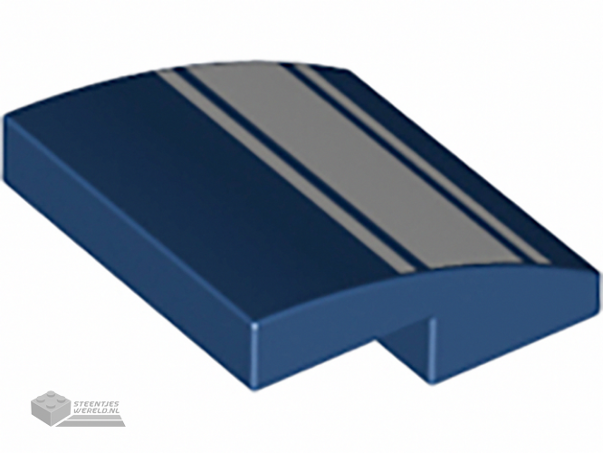 15068pb163 - Slope, Curved 2 x 2 x 2/3 with Three White Stripes Pattern