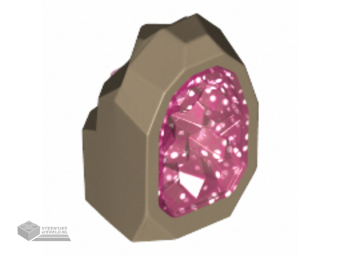 49656pb02 – Rock 1 x 1 Geode with Molded Glitter Trans-Dark Pink Crystals Pattern