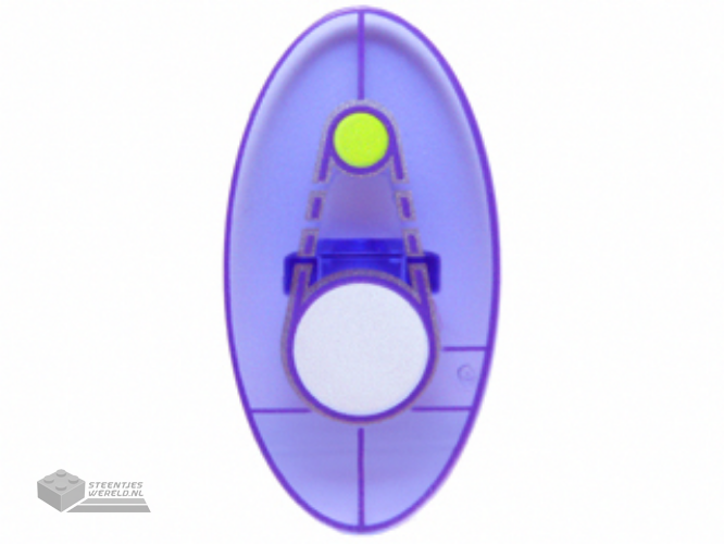 92747pb06 – Minifigure, Shield Oval with Dimensions Keystone Symbol with 1 Large White and 1 Small Lime Circles Pattern