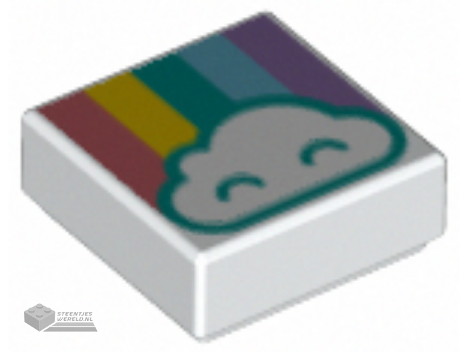 3070bpb134 – Tile 1 x 1 with Groove with Cloud and Pastel Rainbow Pattern