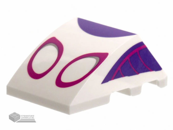 64225pb050 - Wedge 4 x 3 No Studs with Magenta Eye Outlines, Dark Purple Trim Pattern