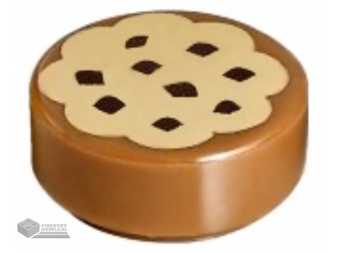 98138pb014 – Tile, Round 1 x 1 with Cookie Tan Frosting and Chocolate Sprinkles Pattern