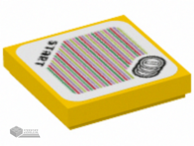 3068bpb1954 – Tile 2 x 2 with Groove with Super Mario Scanner Code Coins and ‘START’ Pattern (Sticker) – Set 71390