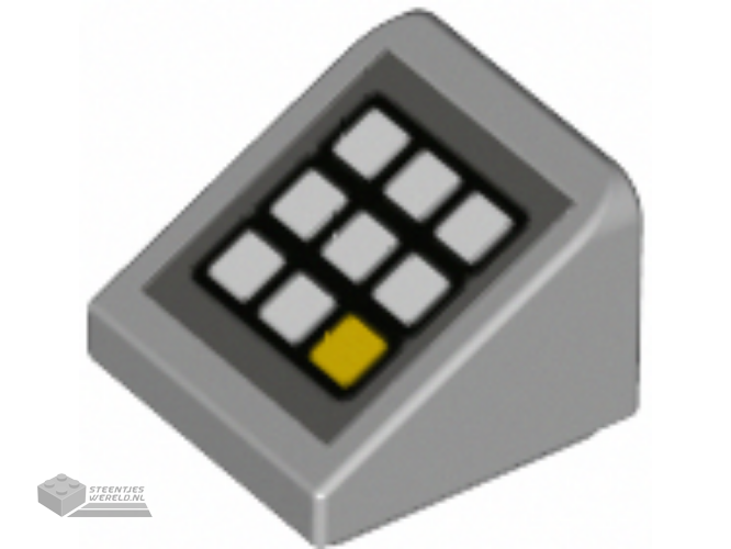 54200pb106 - Slope 30 1 x 1 x 2/3 with Keypad with White and Yellow Buttons on Dark Bluish Gray Background Pattern