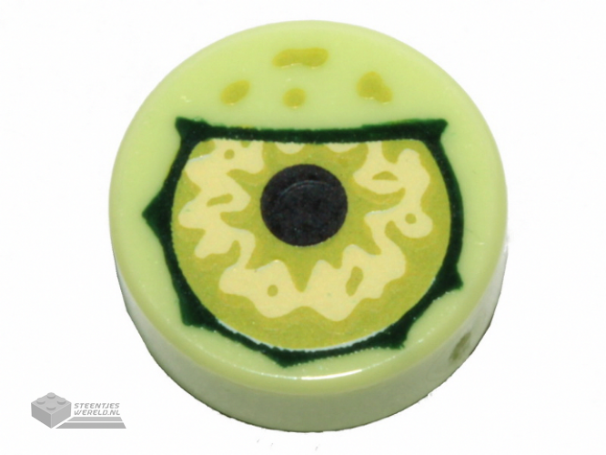 98138pb109 – Tile, Round 1 x 1 with Lime Eye with Black Pupil Partially Closed Pattern