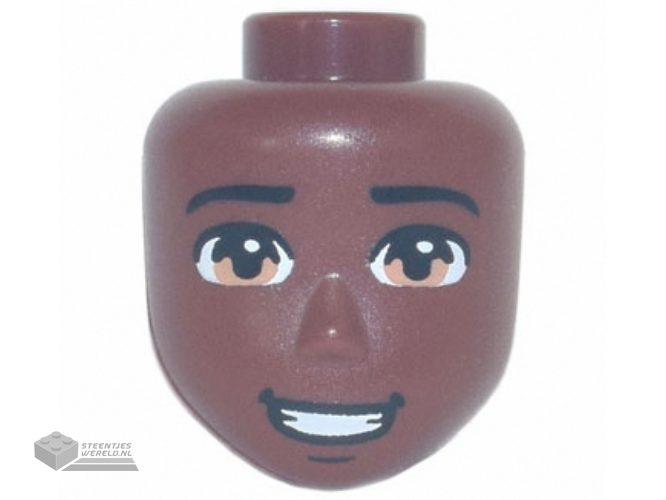 84076 – Mini Doll, Head Friends Male Large with Medium Nougat Eyes, Black Eyebrows and Open Smile Pattern