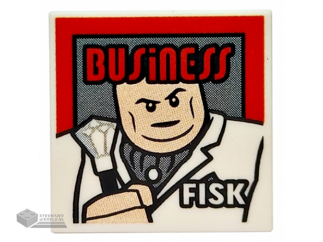 3068bpb1723 – Tile 2 x 2 with Groove with Magazine ‘BUSinESS’ and ‘FISK’ Pattern